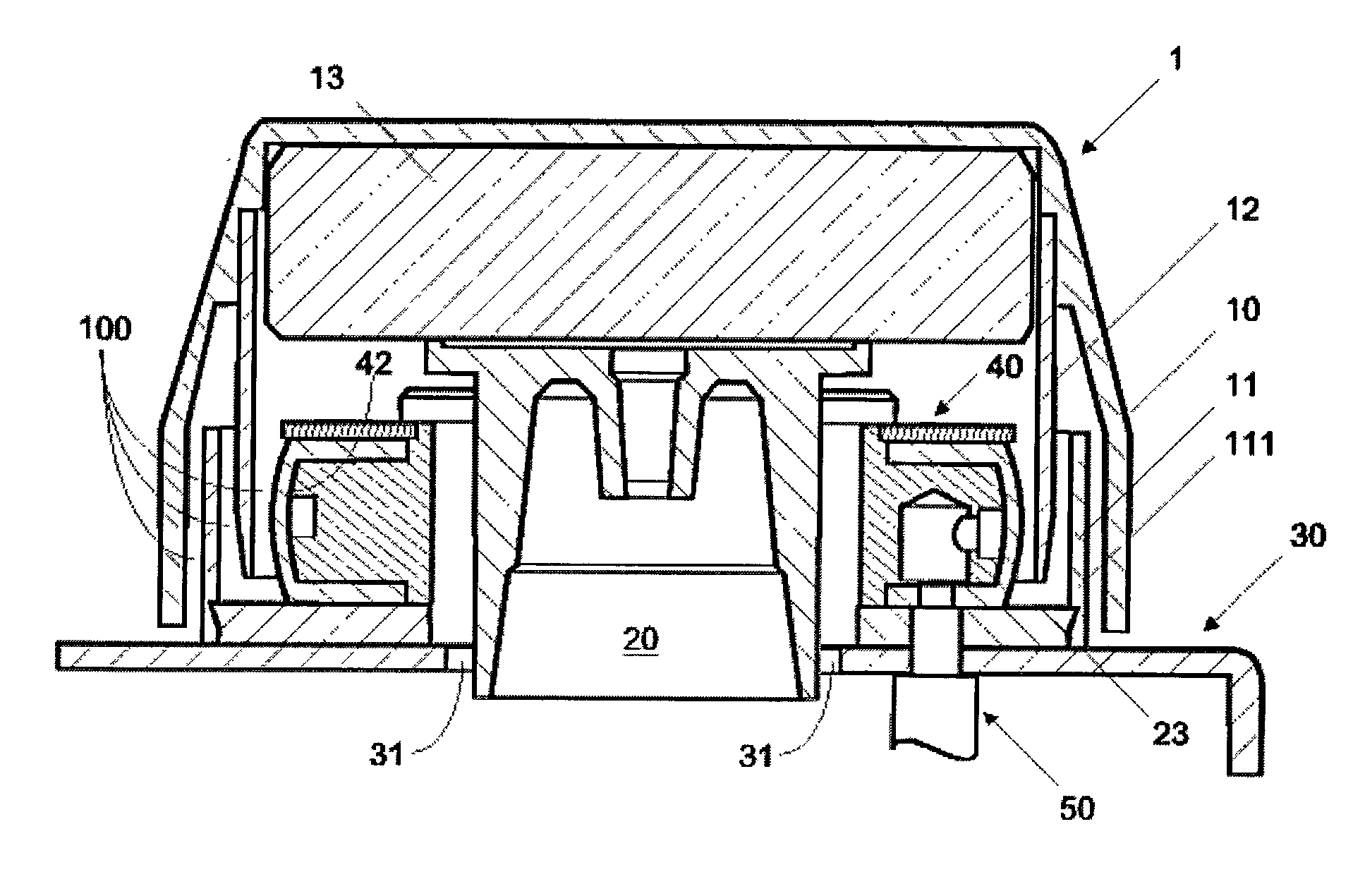 Baffle seal with removable ring element, and balance equipped with the baffle seal