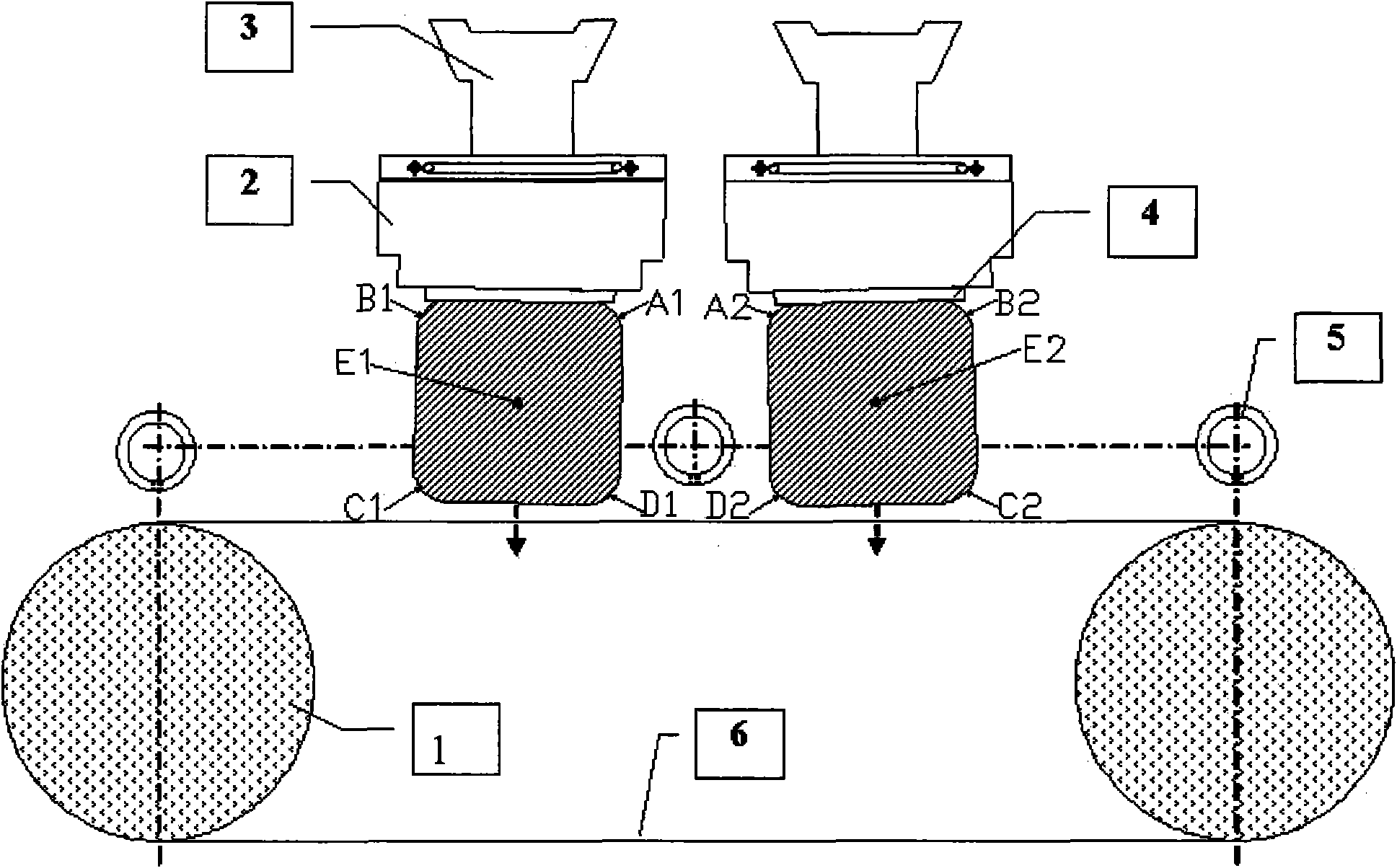 Deflection angle multi-line cutting method and cutting device thereof