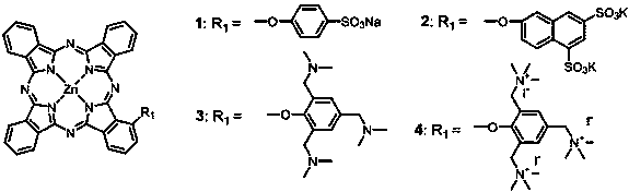 Non-peripheral quaternary ammonium group modified zinc phthalocyanine as well as preparation method and application thereof