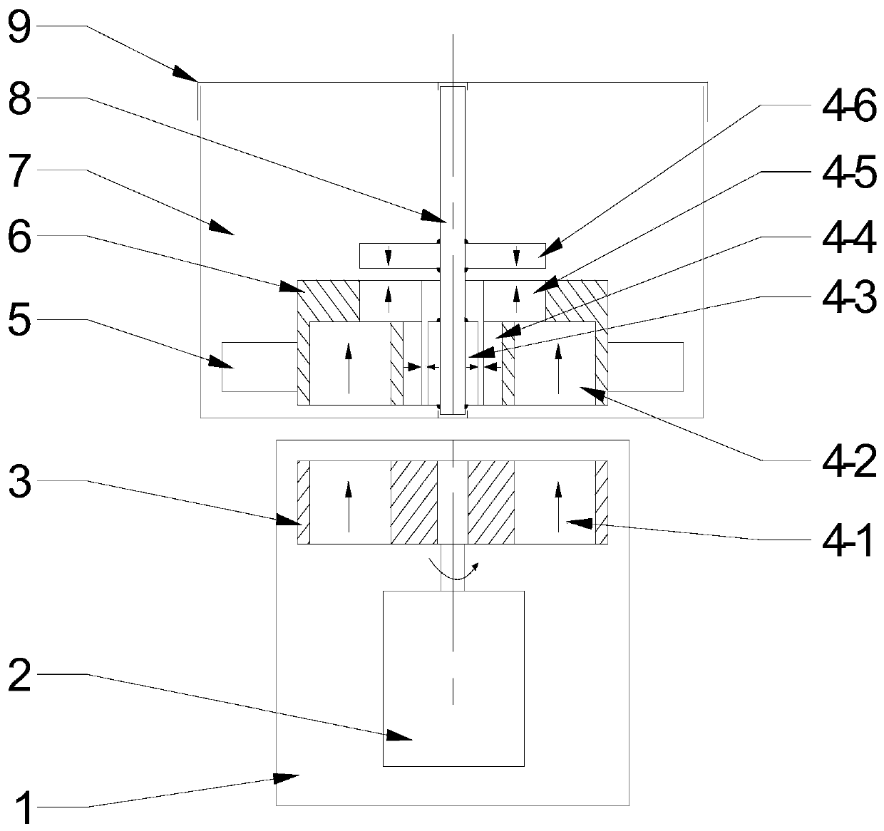 Crushing device based on magnetic suspension driving and application thereof