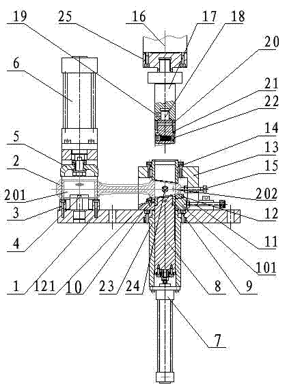 Wedged connecting rod bushing press fitting positioning mechanism