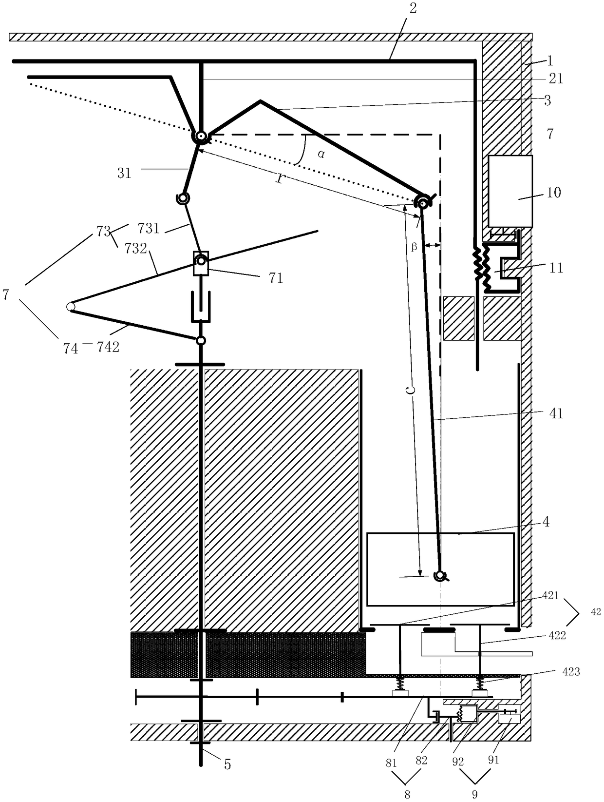 Variable-displacement piston driving mechanism and design method