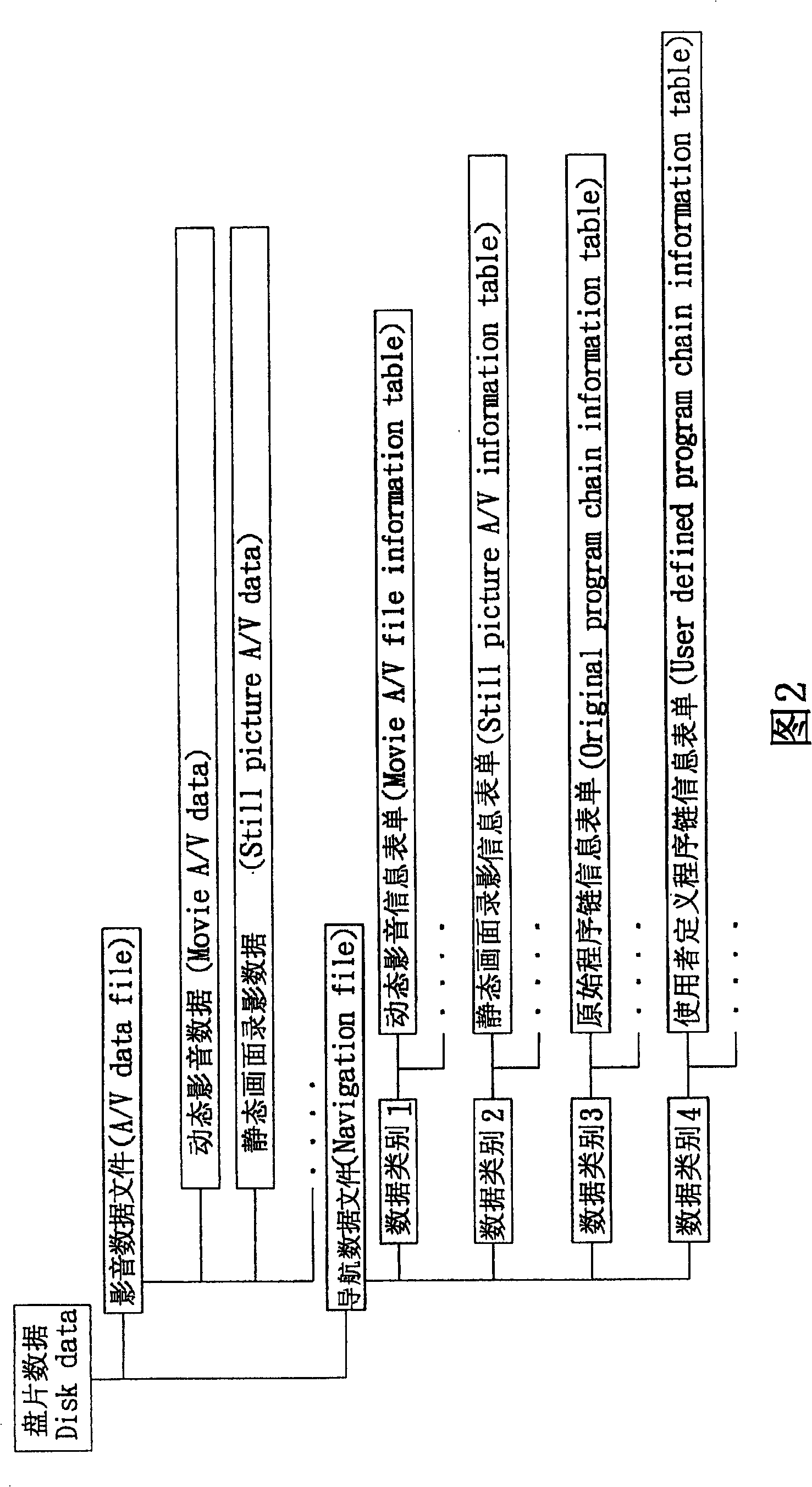 Audio and video disc data structure and operating method