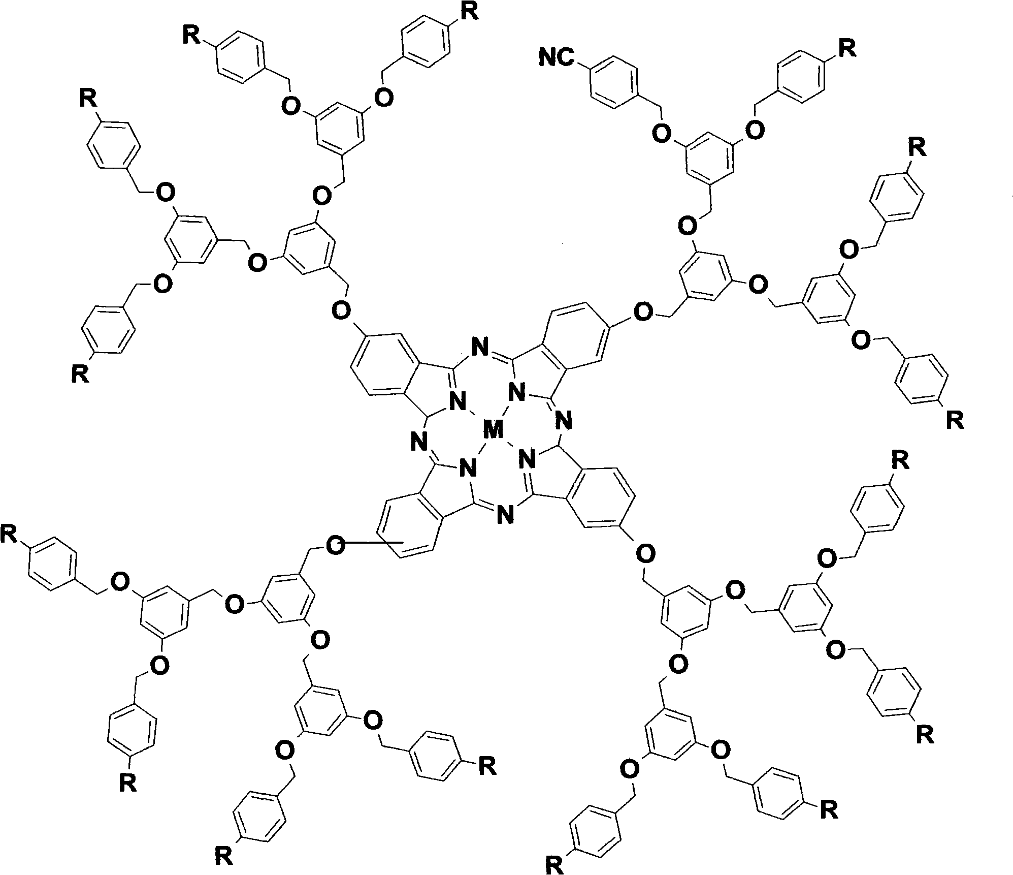 1-3 generation arylene ether dendritic phthalocyanine complex and polymer nano-particle thereof