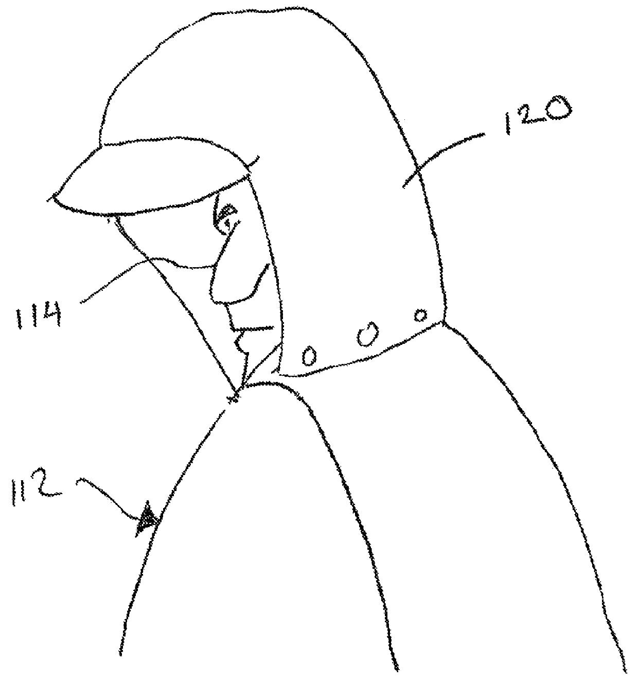 Headgear system that includes easily coupled cap and outer head covering and that helps to protect against vision obstruction