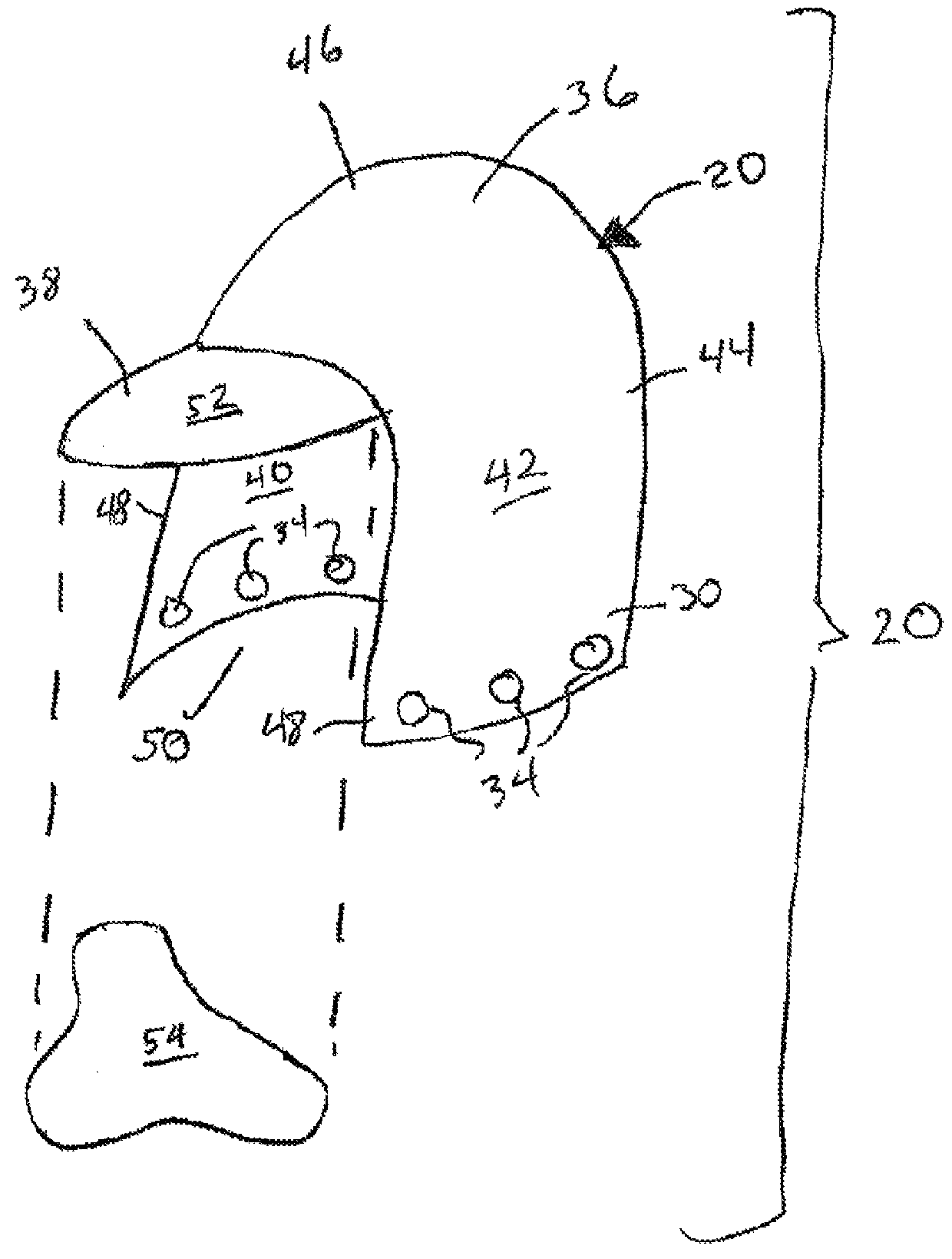 Headgear system that includes easily coupled cap and outer head covering and that helps to protect against vision obstruction