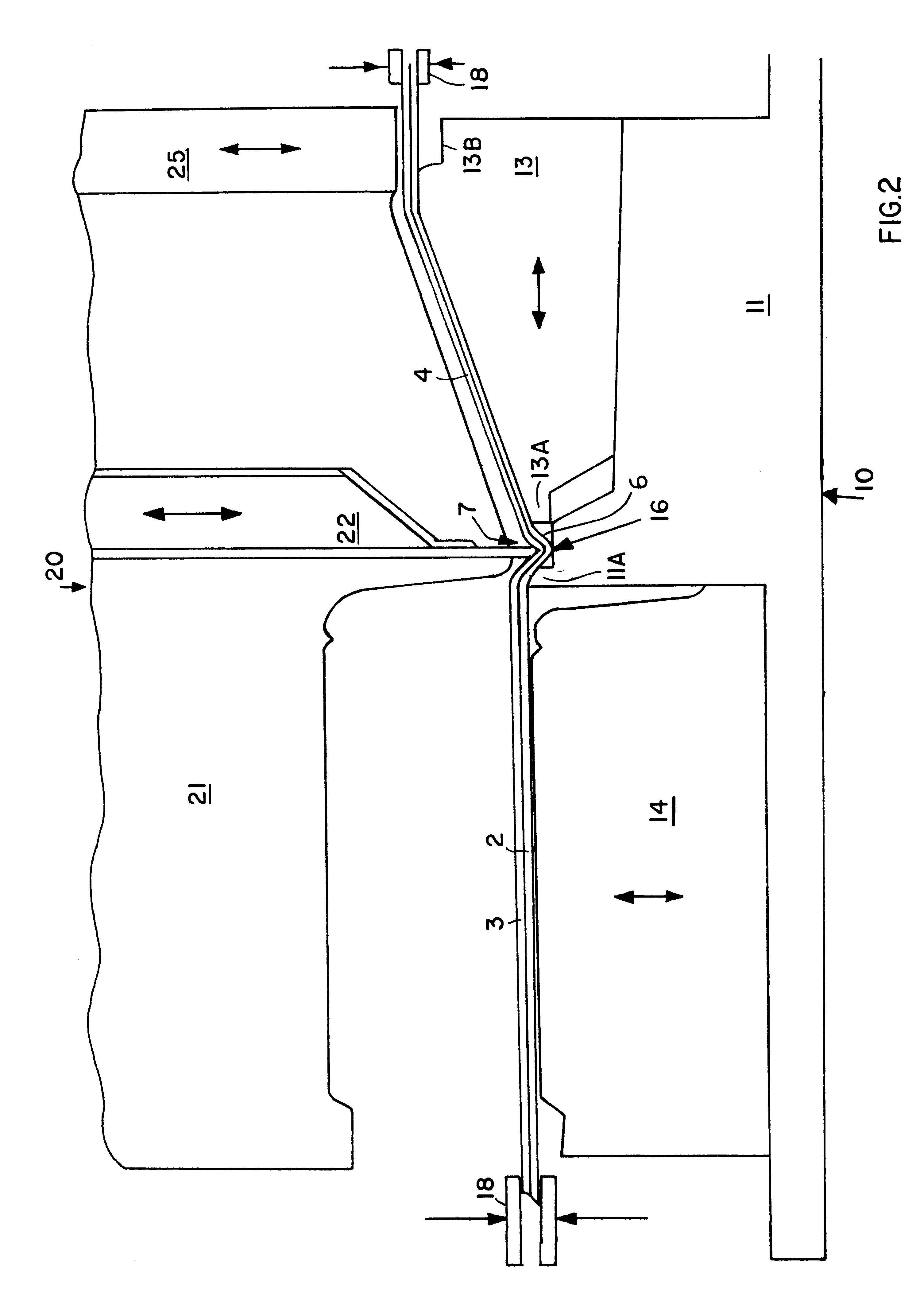 Method and apparatus for producing a precise joint between two cover materials for a trim component