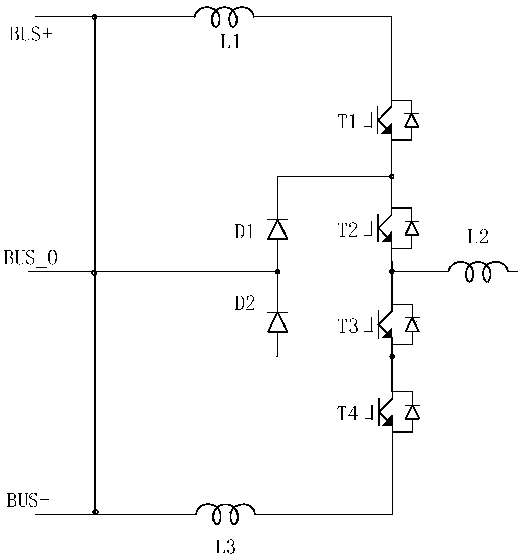 Three-level topological circuit, single-phase inverter and three-phase inverter