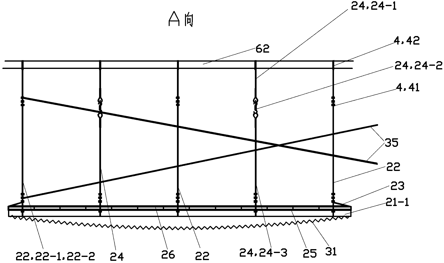 Flexible hanging self-expansion operating platform and construction method