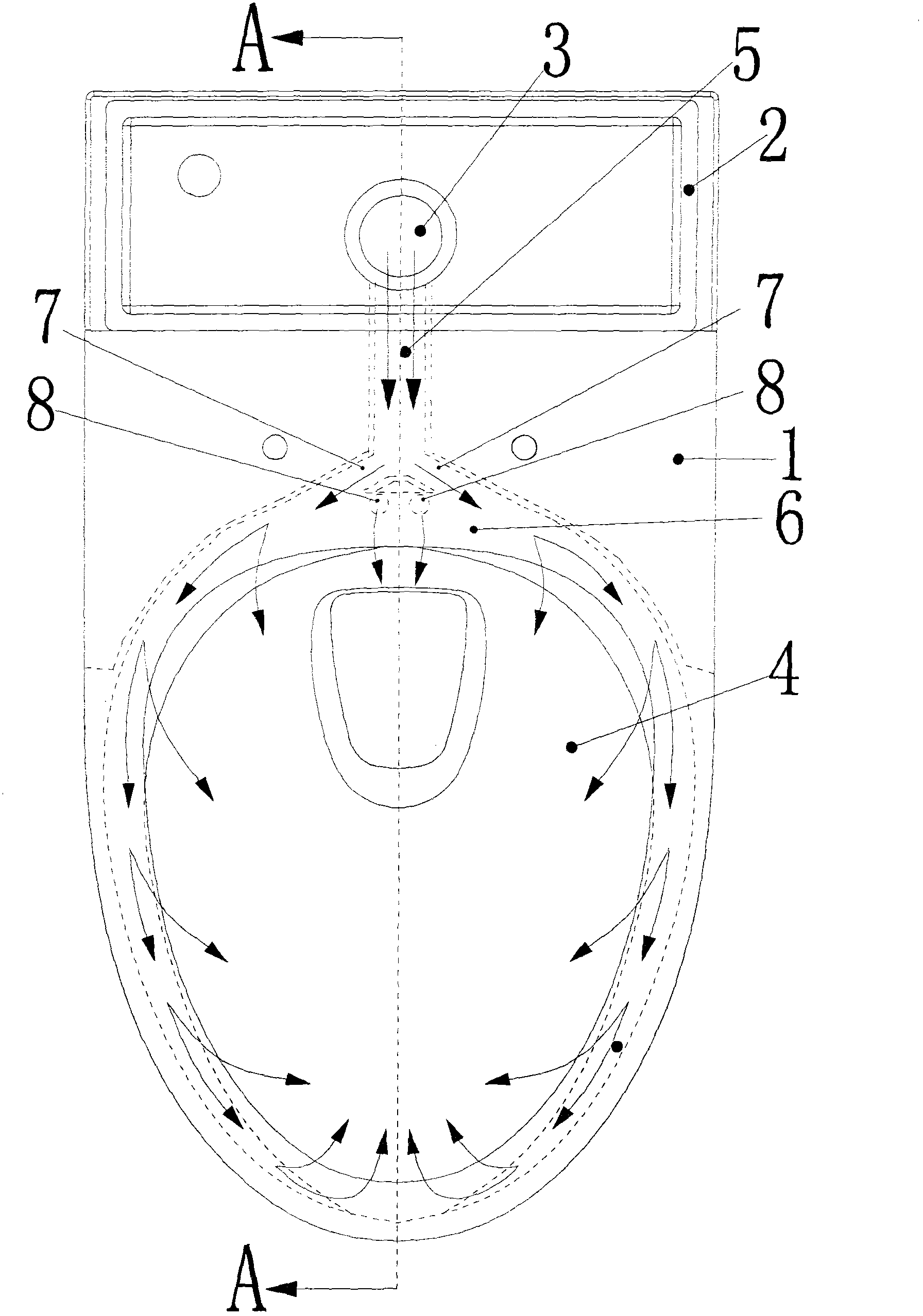 Toilet with smooth water diversion platform