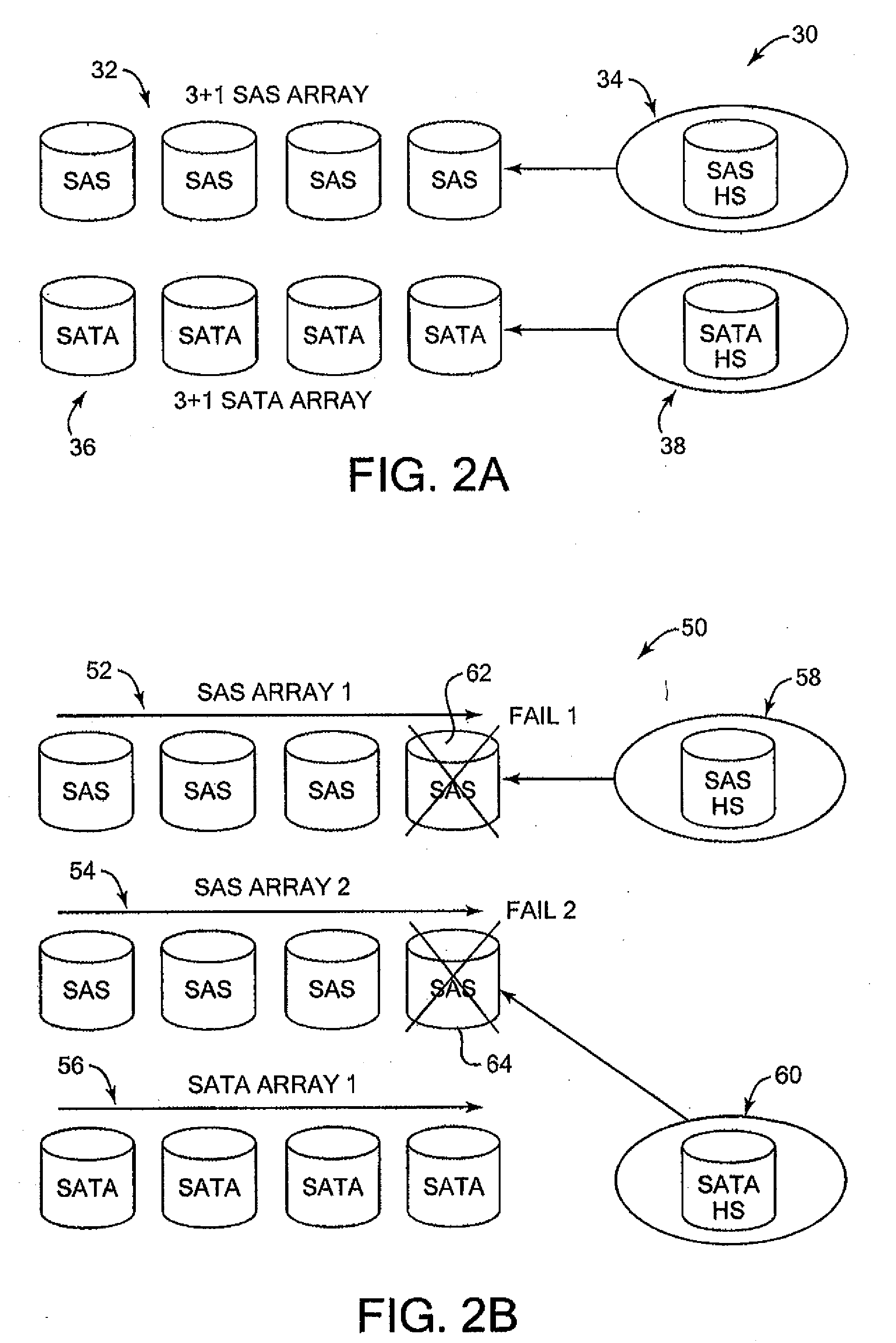 Method and system for providing backup storage capacity in disk array systems