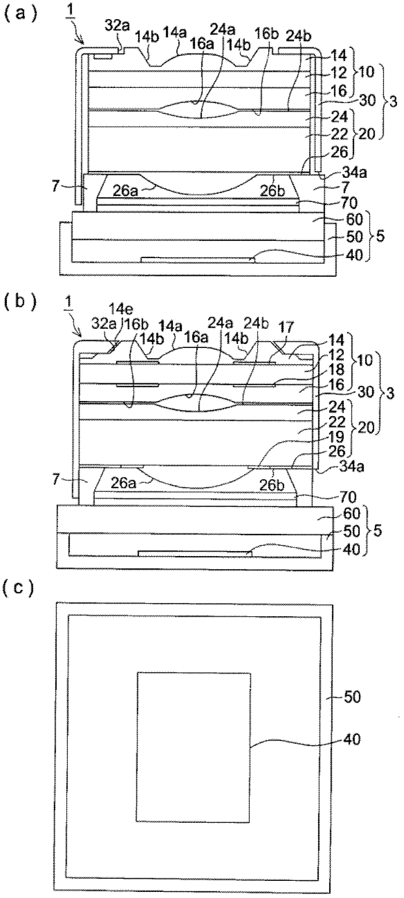 Lens unit, aligning method, image pickup device and method for manufacturing image pickup device