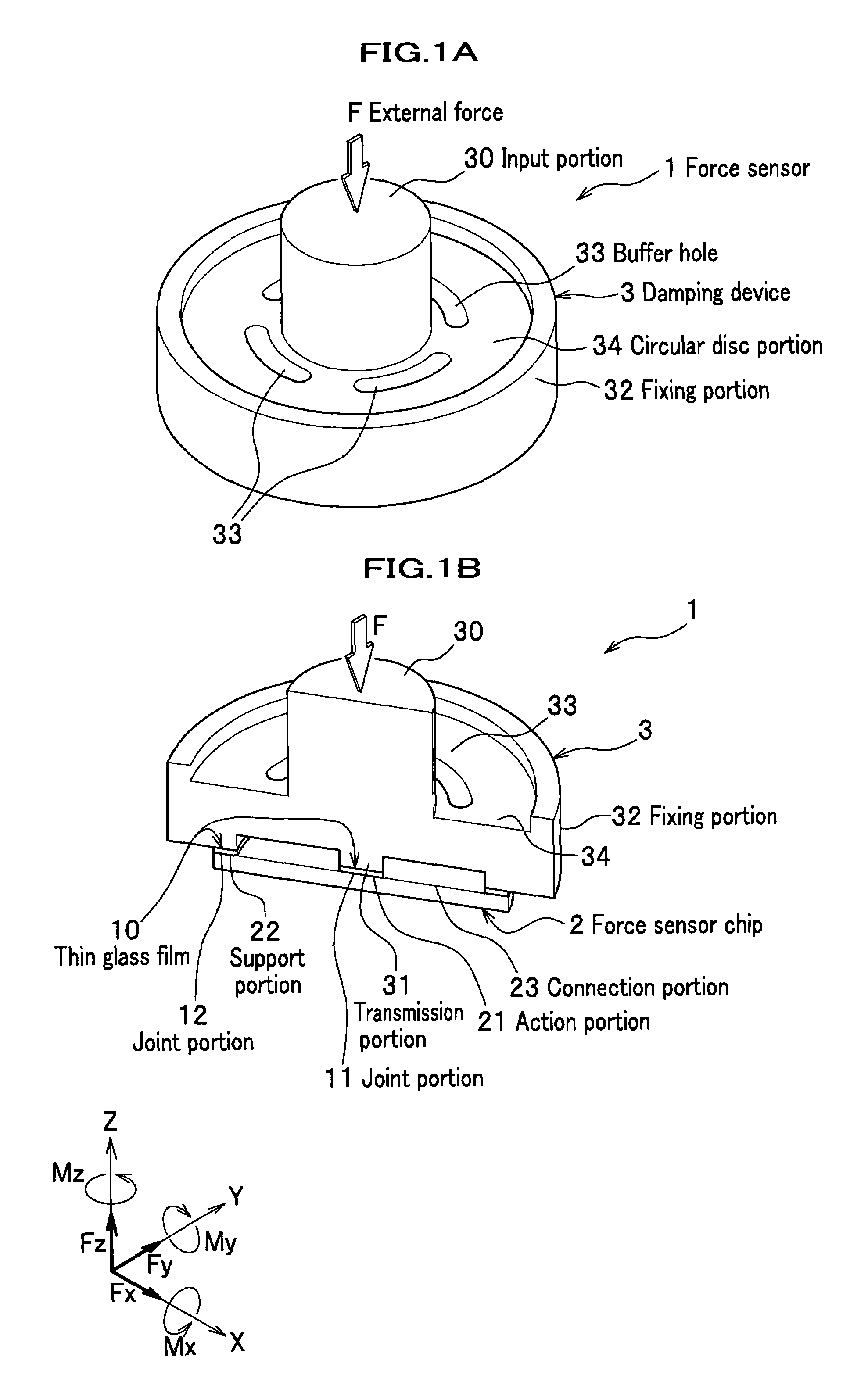 Chip for force sensor and force sensor