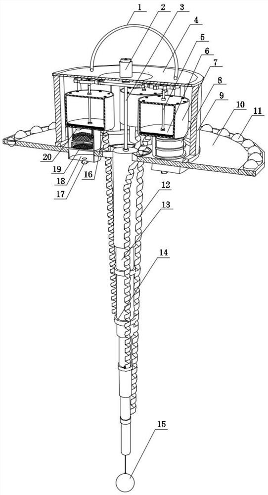 Layered water sampling and filtering integrated device and water sampling method