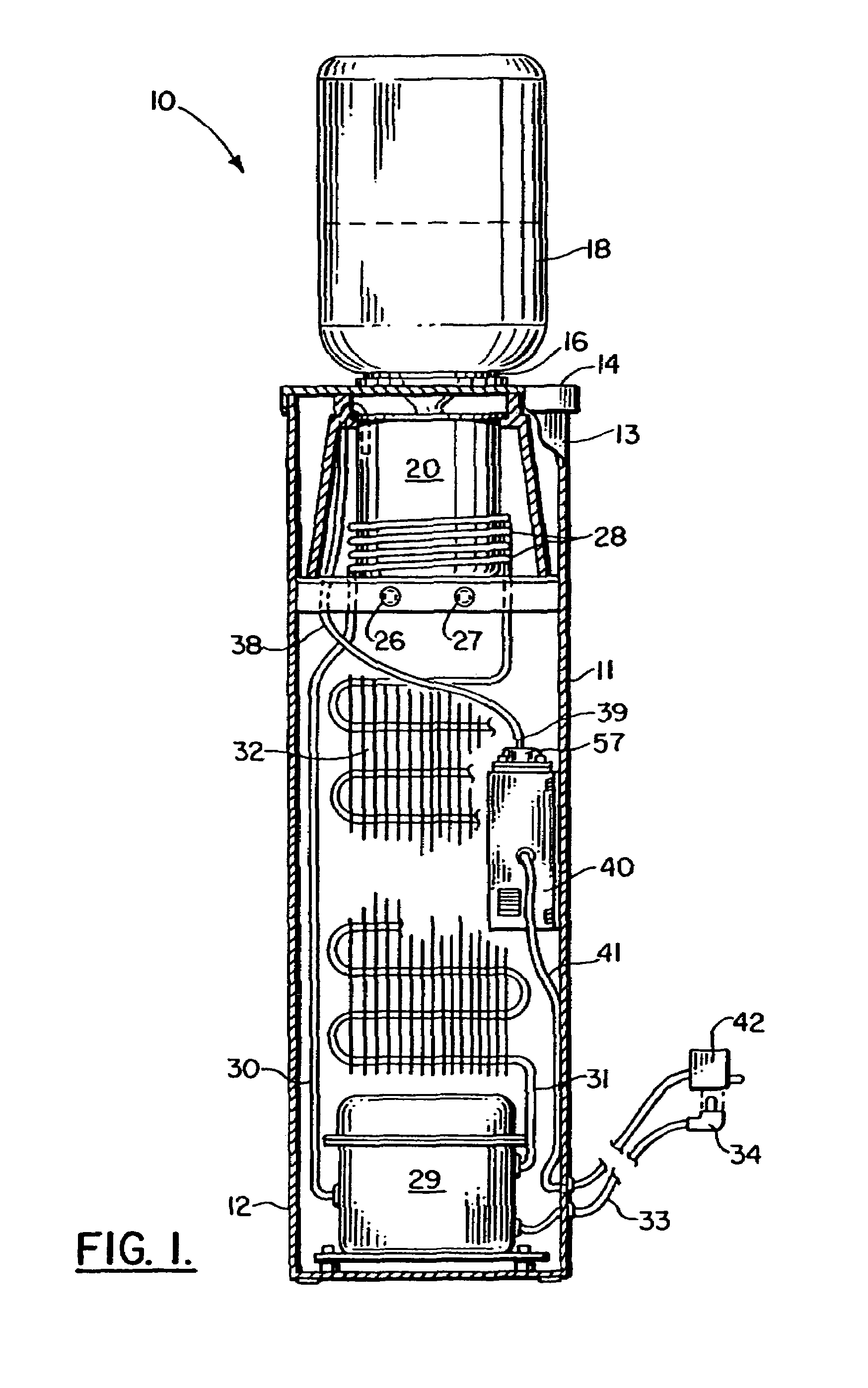 Method and apparatus for disinfecting a refrigerated water cooler reservoir