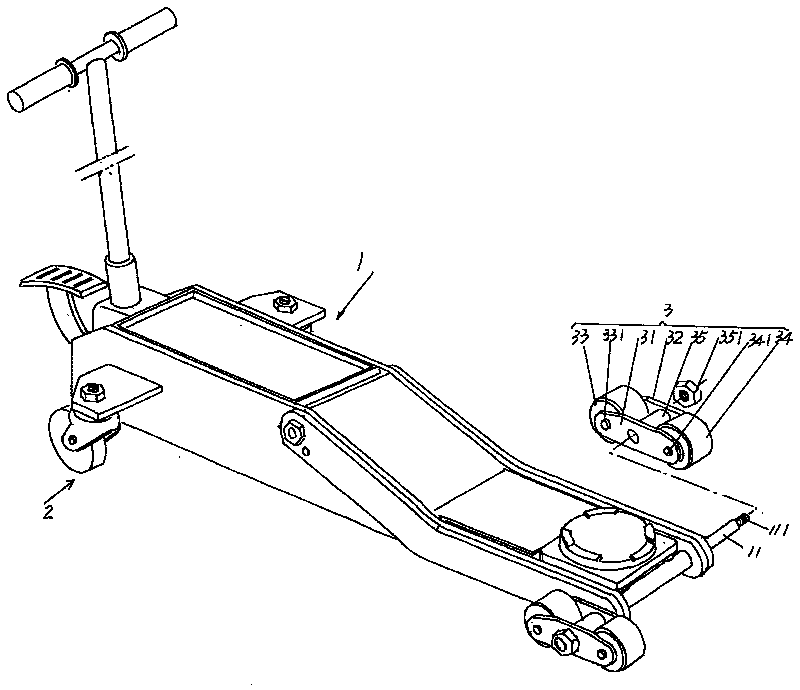 Wheel structure of horizontal jack