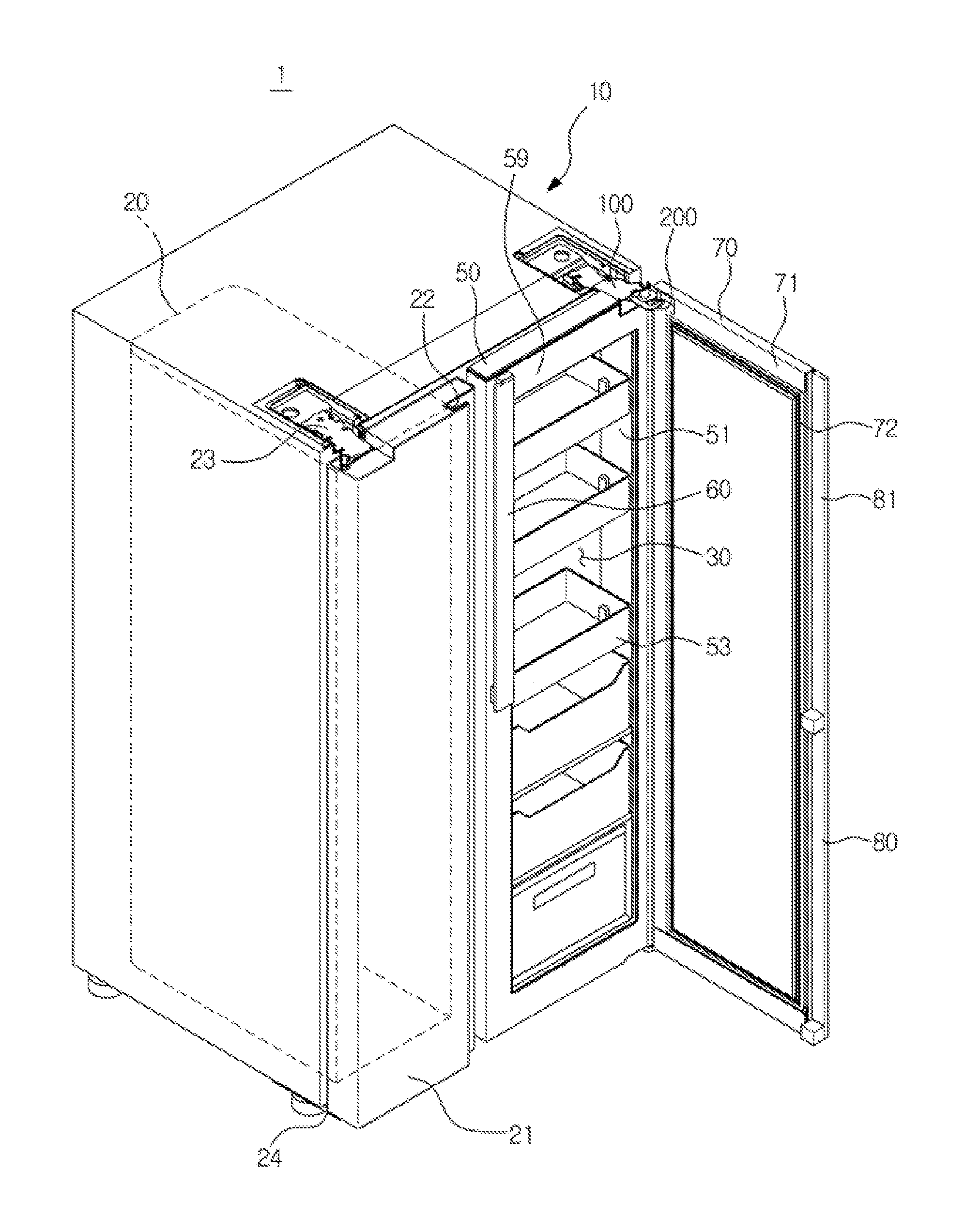 Refrigerator having double doors