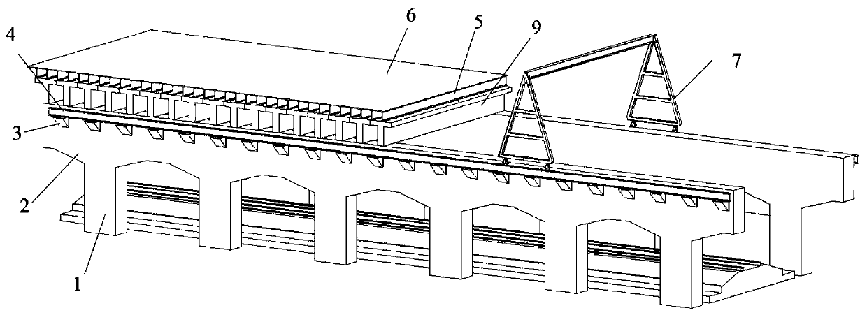 A rapid construction method of T-beams in the shed opening of the upper-span business line in a narrow space