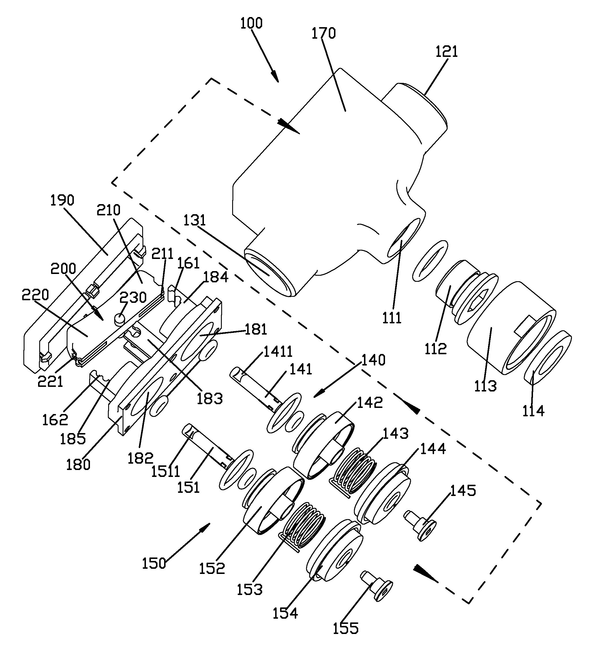 Button switching three-way valve