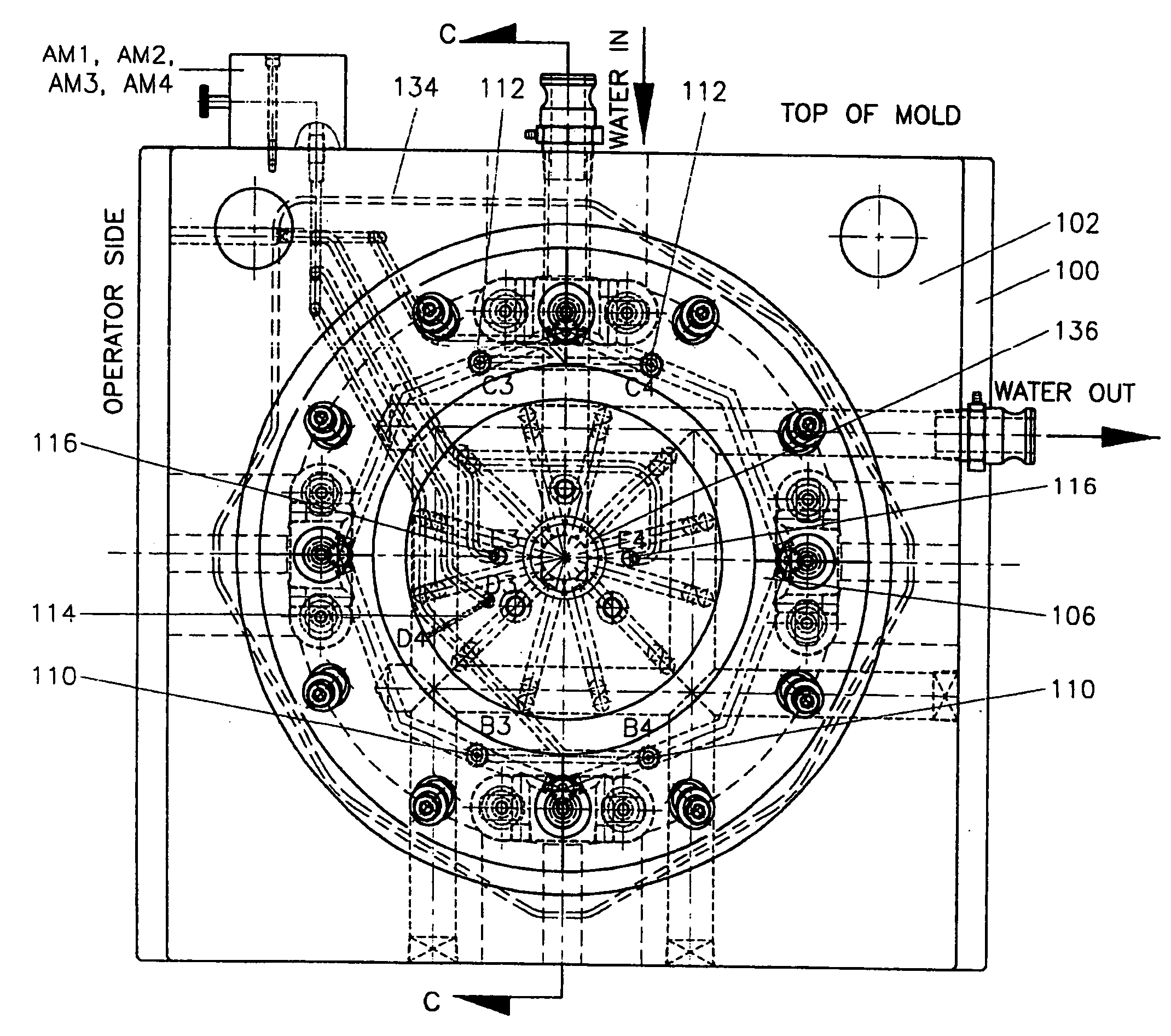 Grooved-surface air conduit for injection molds