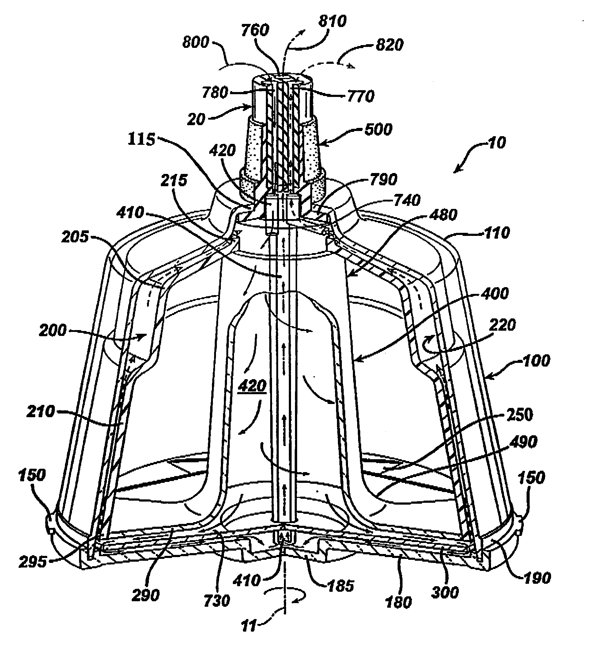 Method and apparatus for the continuous separation of biological fluids into components