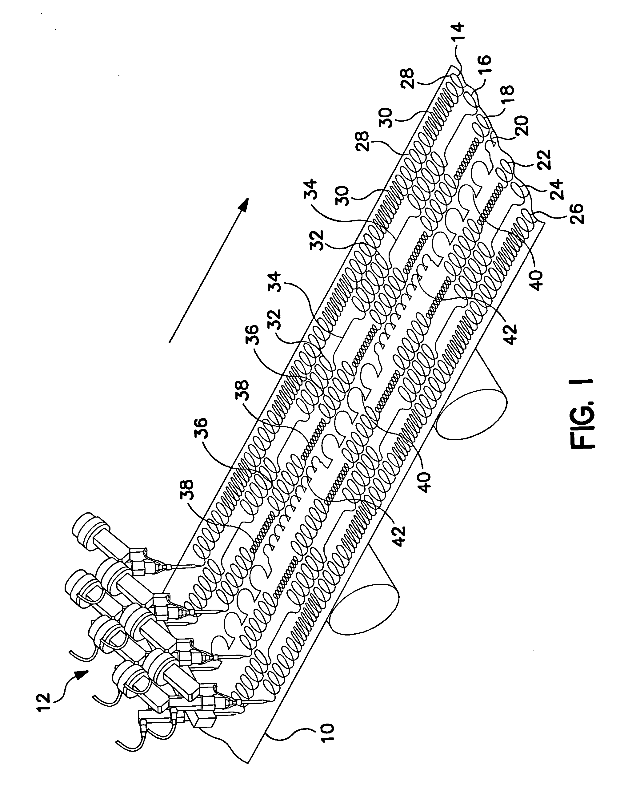 Use of swirl-like adhesive patterns in the formation of absorbent articles