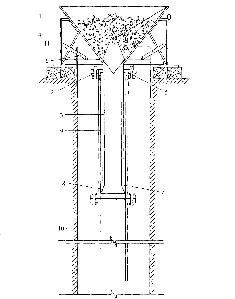 Feeding device of pouring pile underwater concrete and pouring method thereof