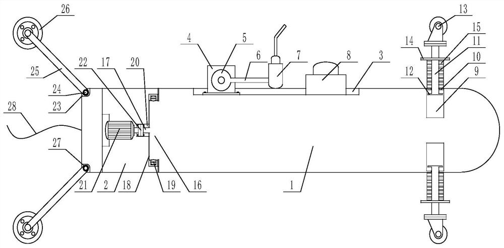 Stretching-in type welding device