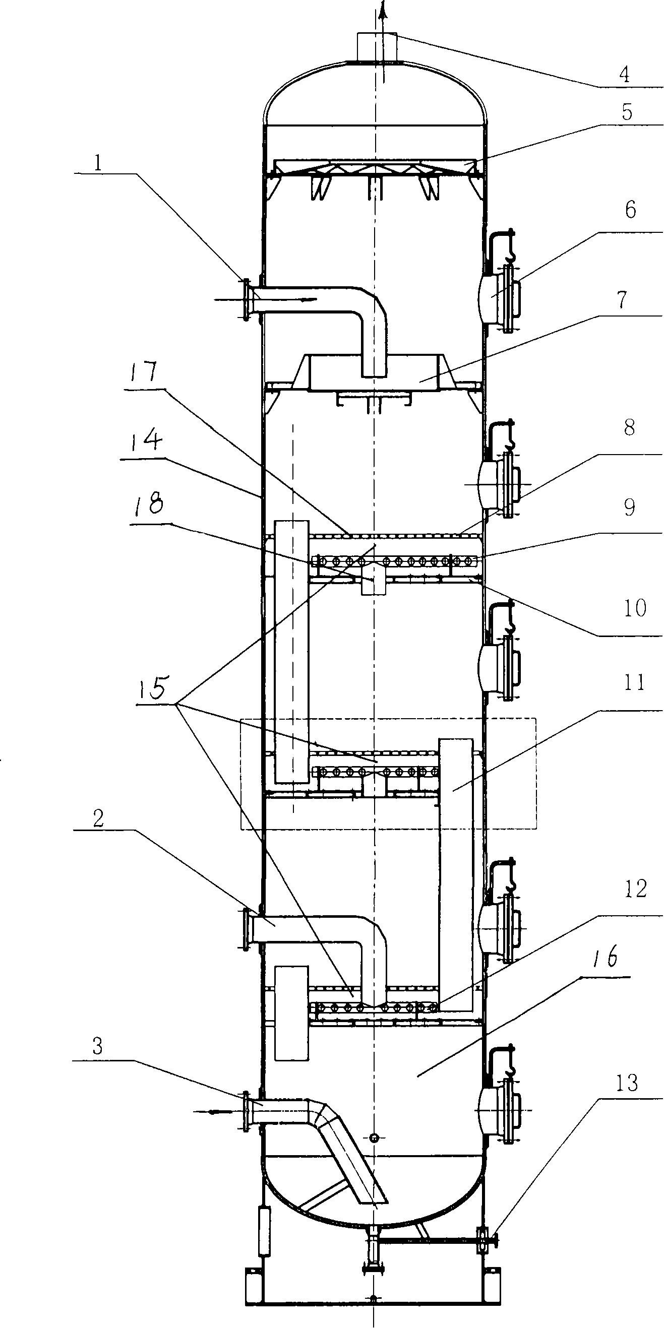 High-efficient gas-liquid mass transferring device