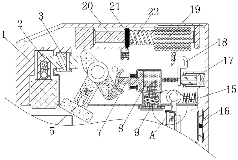 Auxiliary device for preventing electric pick drill rod from falling off and removing dust