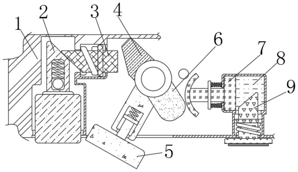 Auxiliary device for preventing electric pick drill rod from falling off and removing dust