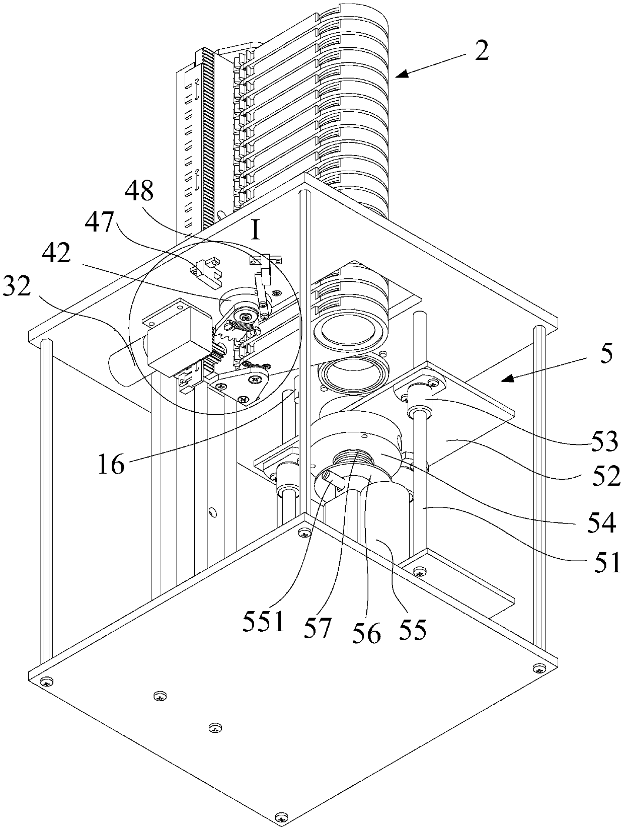 Air particle sampling automatic membrane changing device and sampler equipped with the device