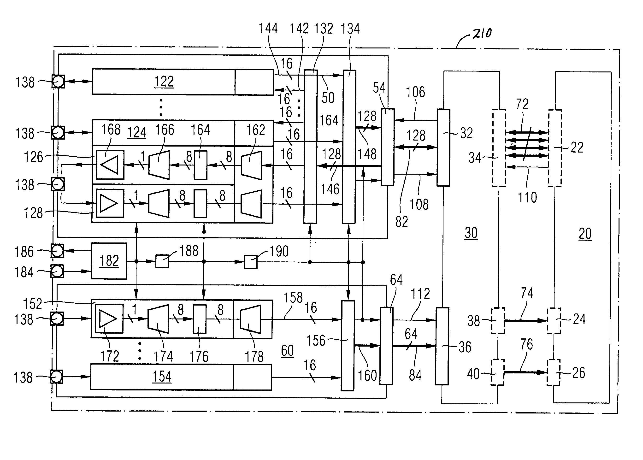 Memory device having components for transmitting and receiving signals synchronously