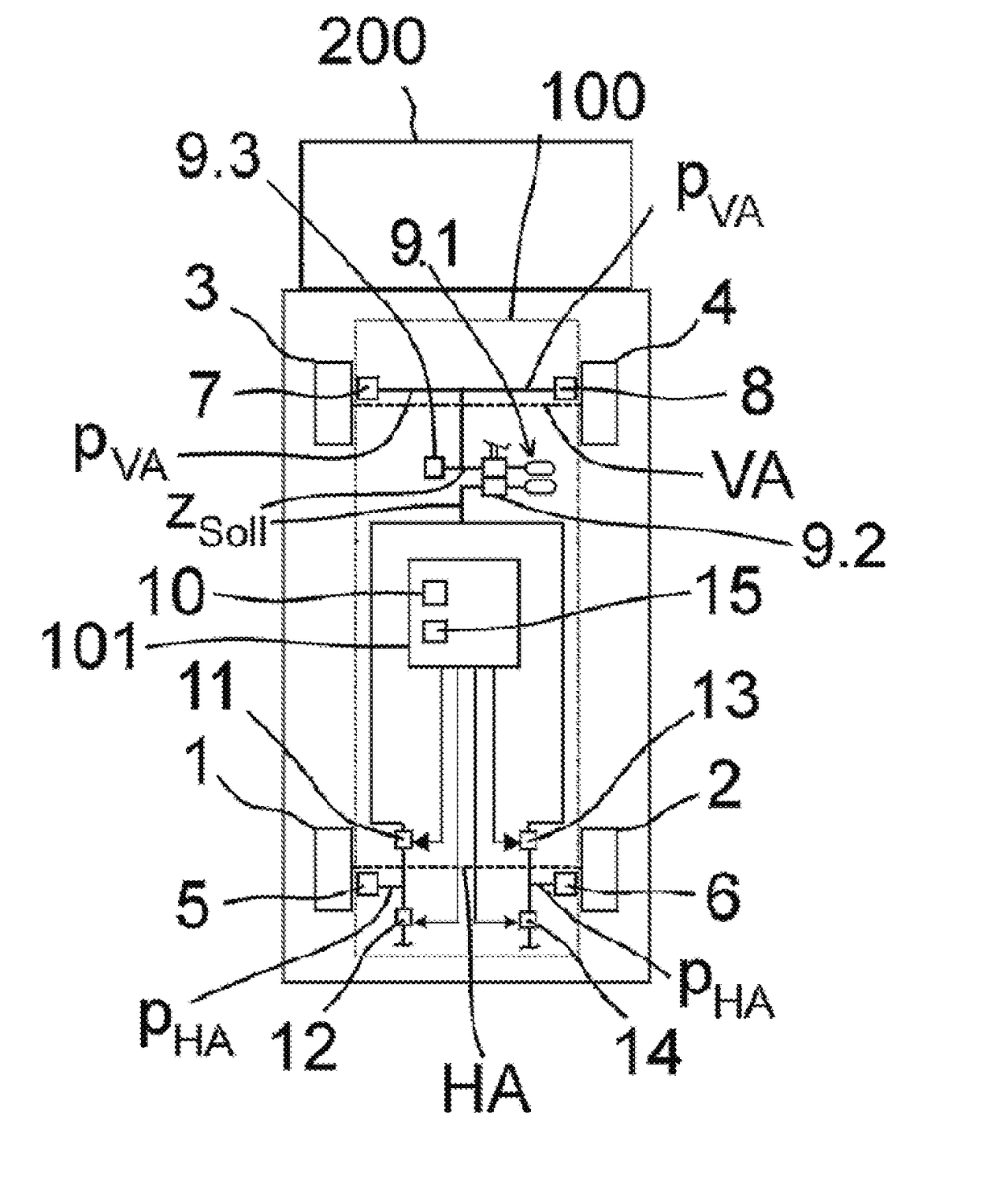 Method and device for electronically controlling a vehicle deceleration in an abs braking system