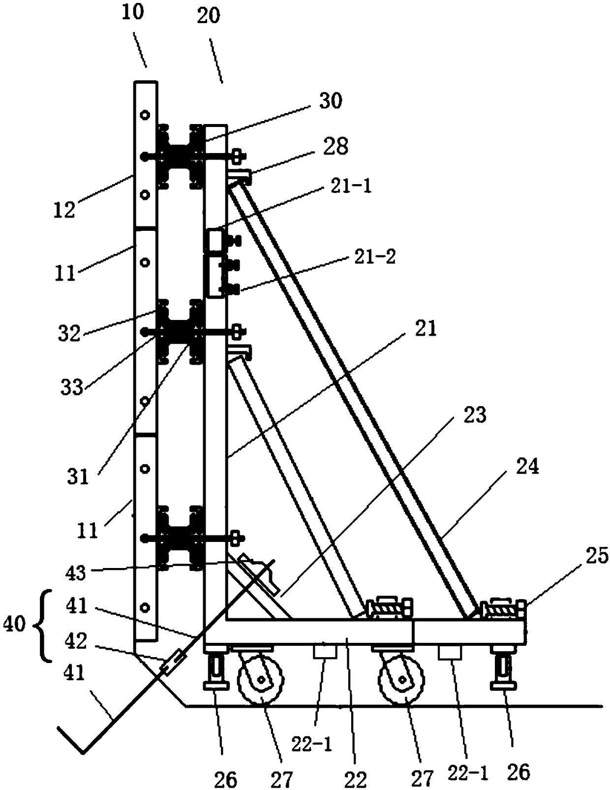 Cast-in-place concrete wall single-side formwork system