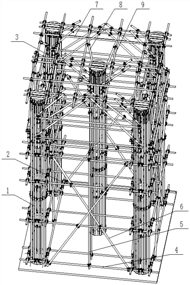 Steel pipe combined supporting structure and construction method thereof