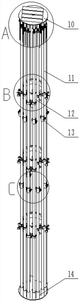 Steel pipe combined supporting structure and construction method thereof