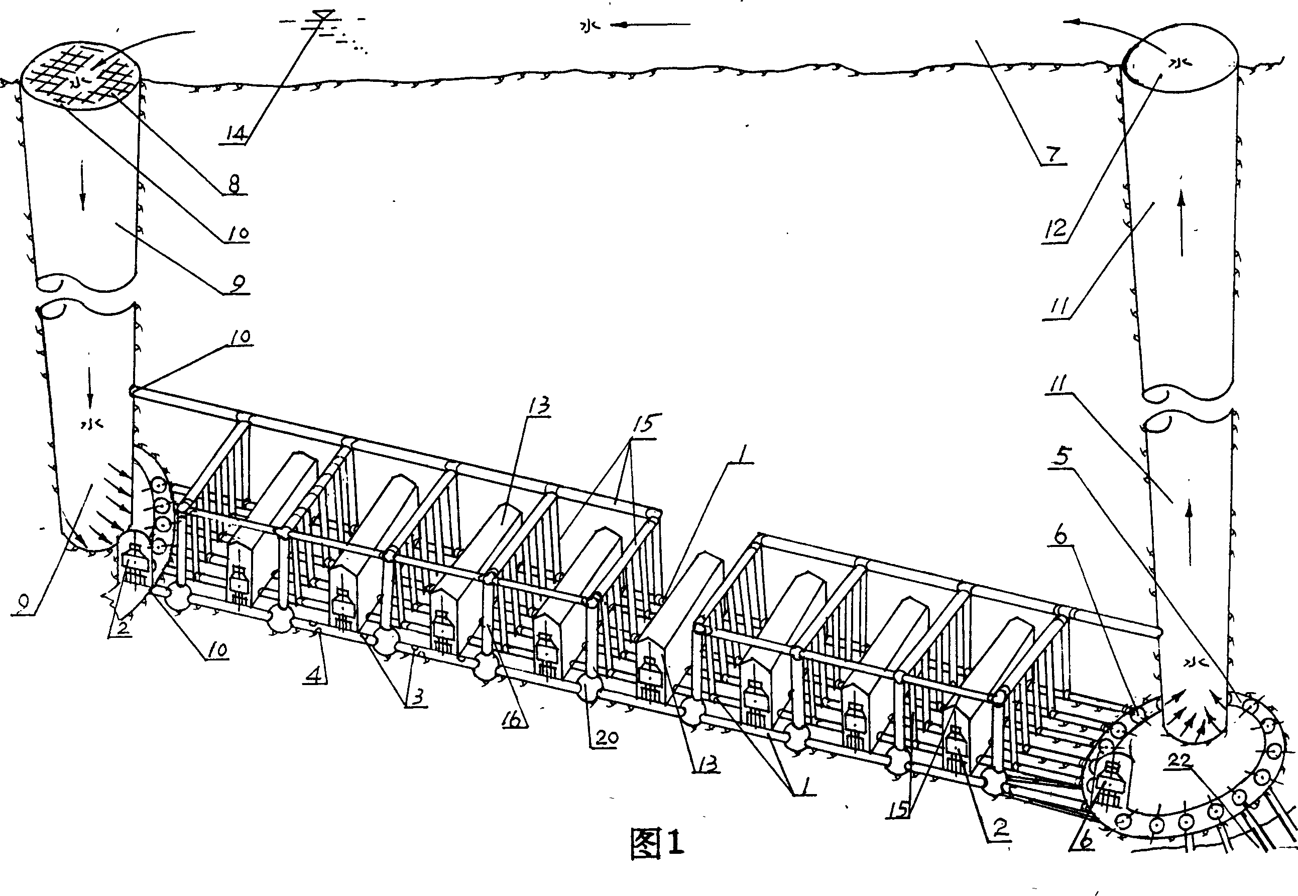 Integrated hydroelectric power station