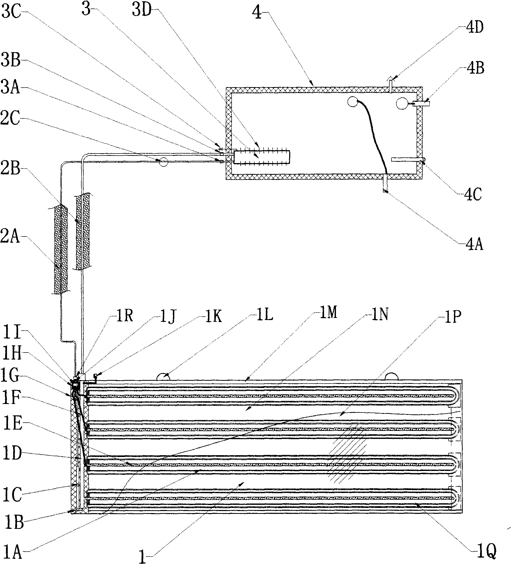 Construction flat plate shaped split wall hanging vacuum solar superconducting heat collection apparatus