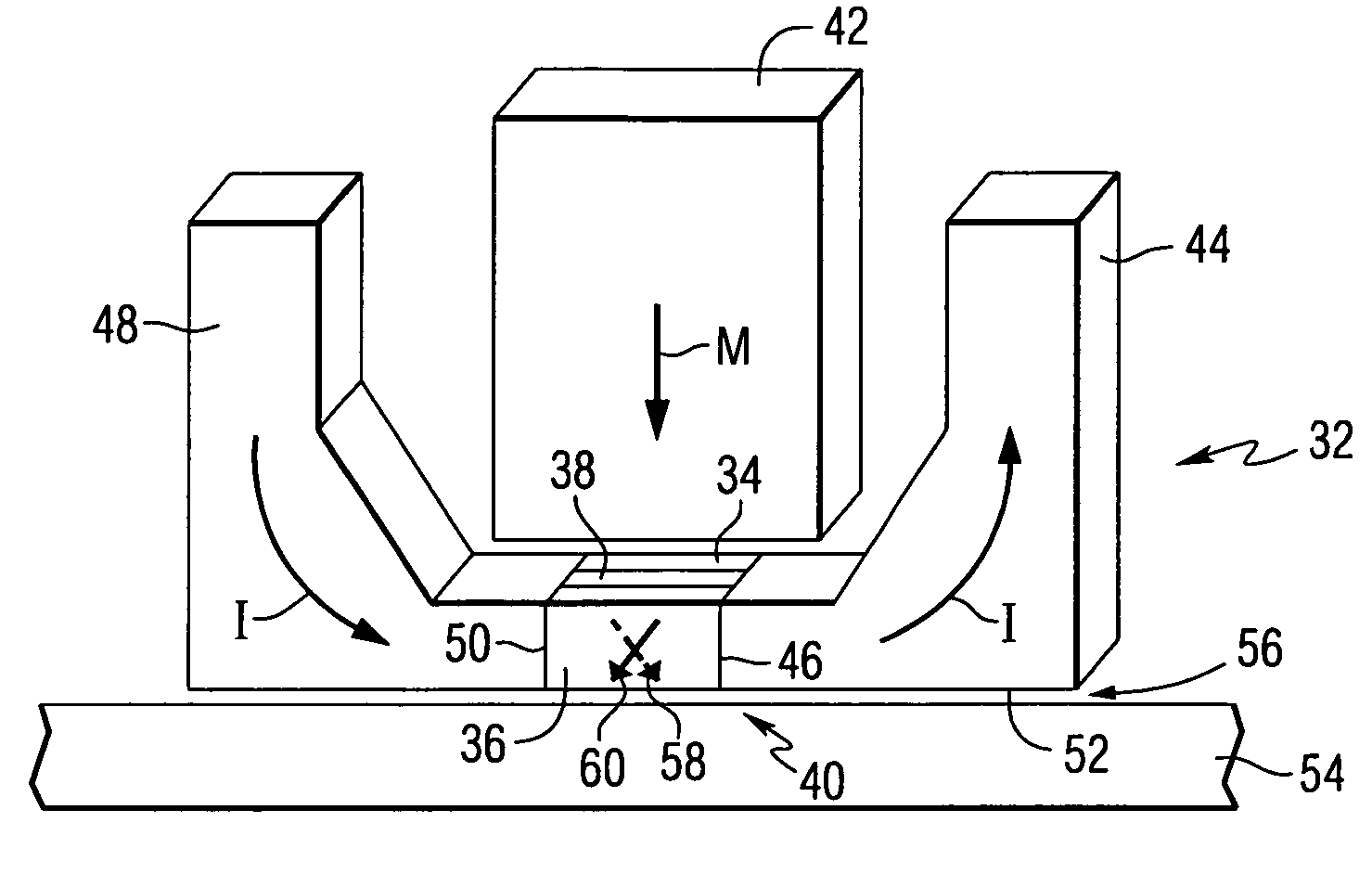 Current-in-plane magnetic sensor including a trilayer structure