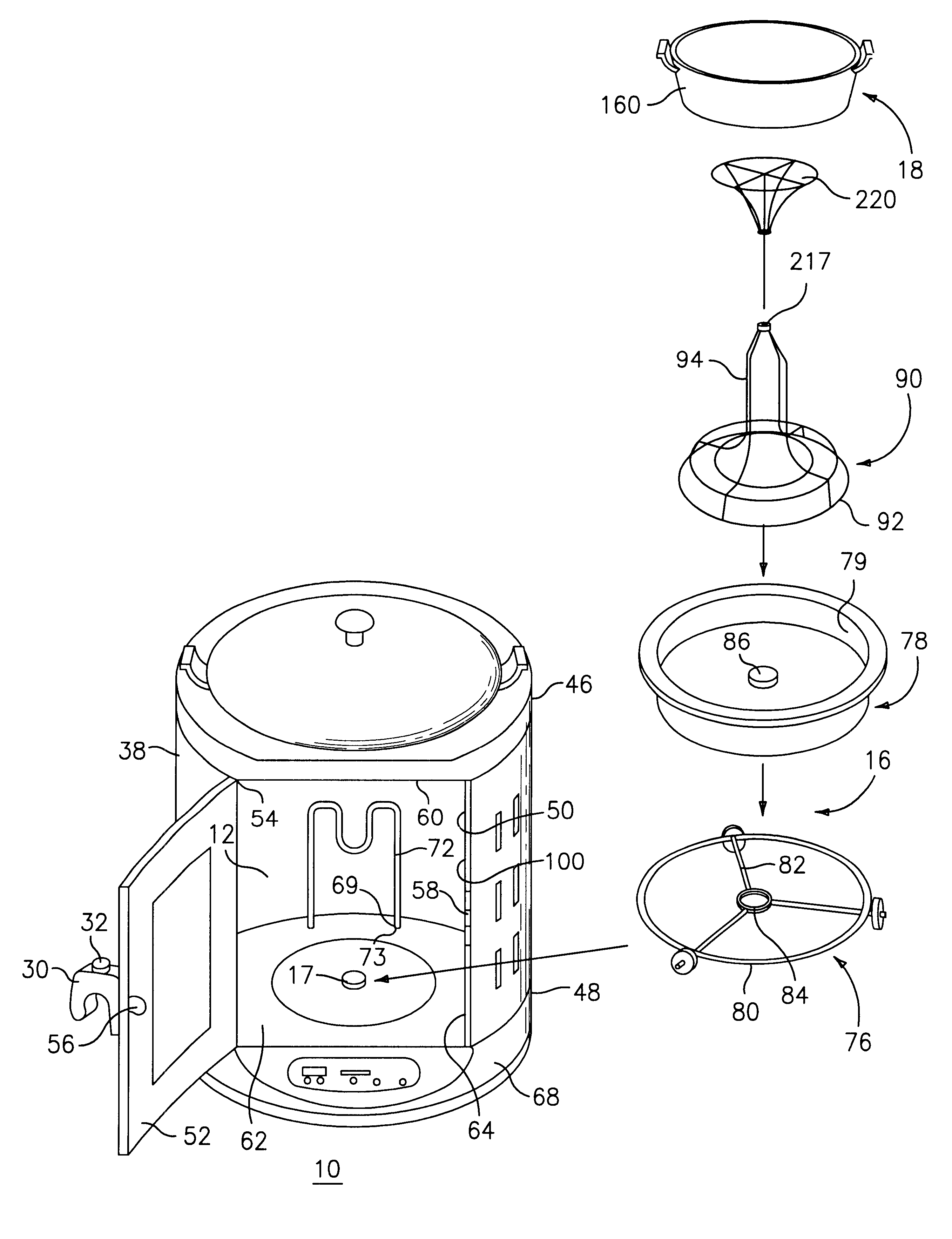 Rotisserie cooker unit