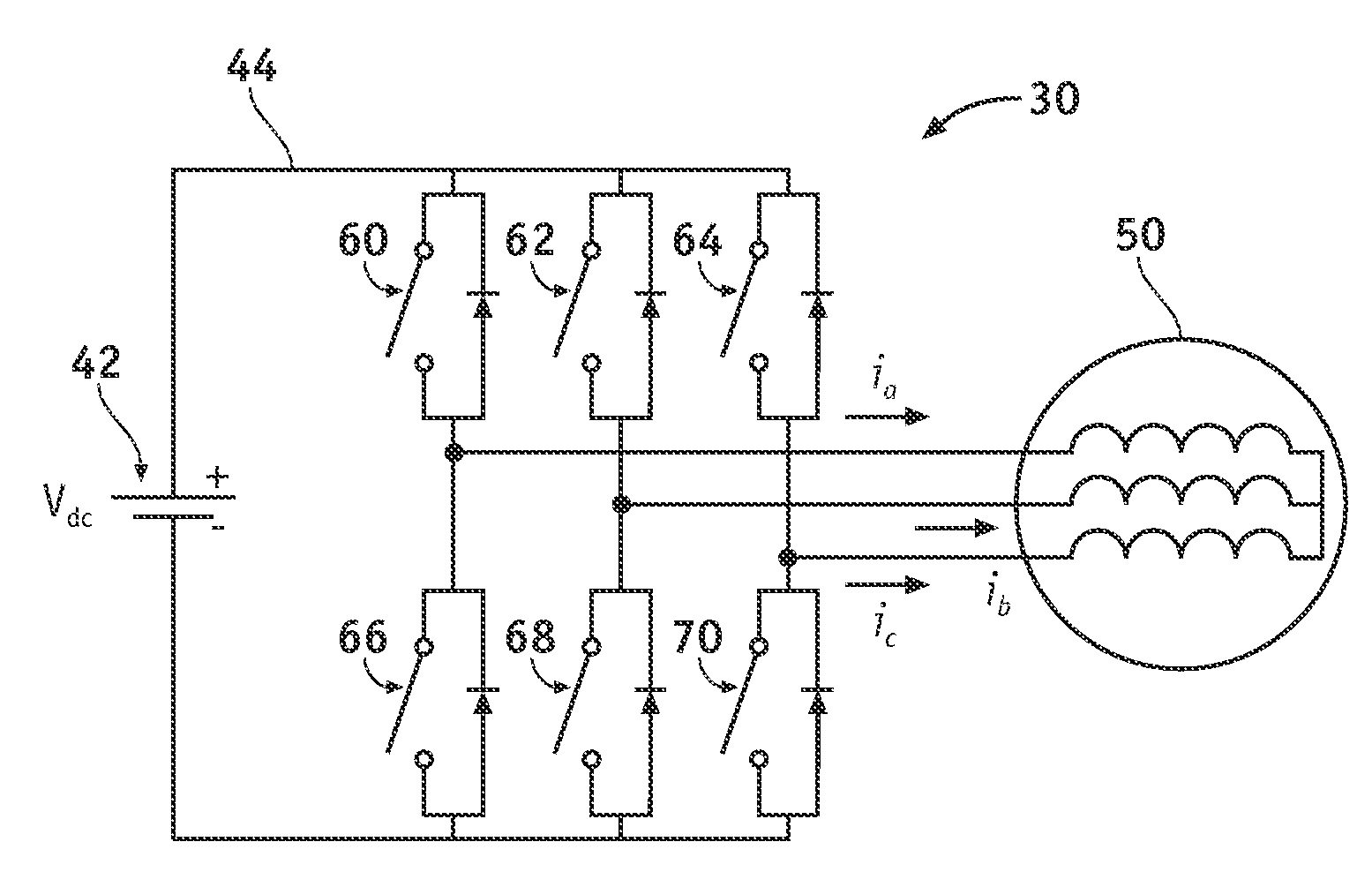 Method and system for controlling power inverters in electric drives of vehicles with two-mode transmissions