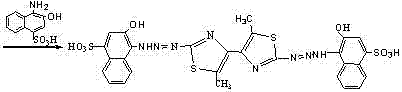 2,2'-bis(2-hydroxy-4-sulfonic-1-naphthylamine azoxyl)-5,5'-dimethyl-4,4'-bithiazole and preparation method thereof