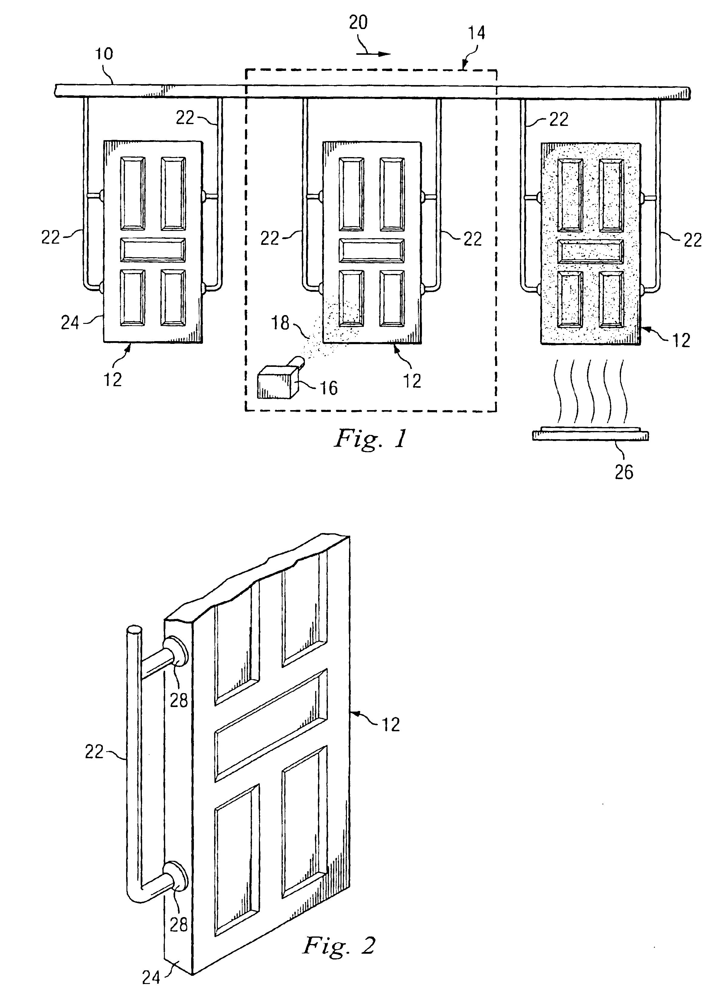 Method and system for powder coating passage doors