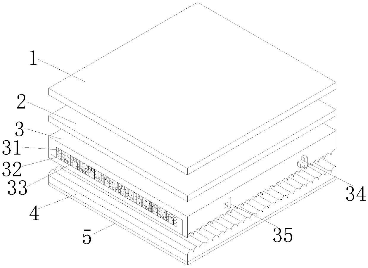 Modified IXPE anti-skid and silent PVC sheet floor and production process thereof