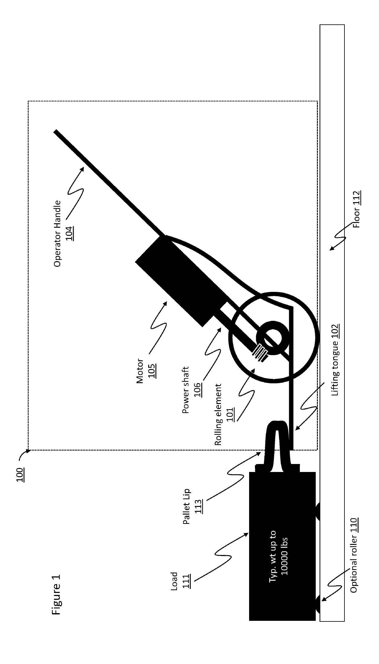 Powered rolling pry bar for repositioning heavy loads