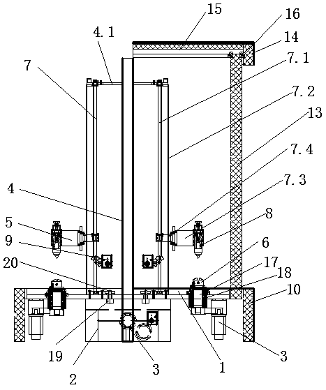 Efficient internal and external work exchanging table of thermal spraying