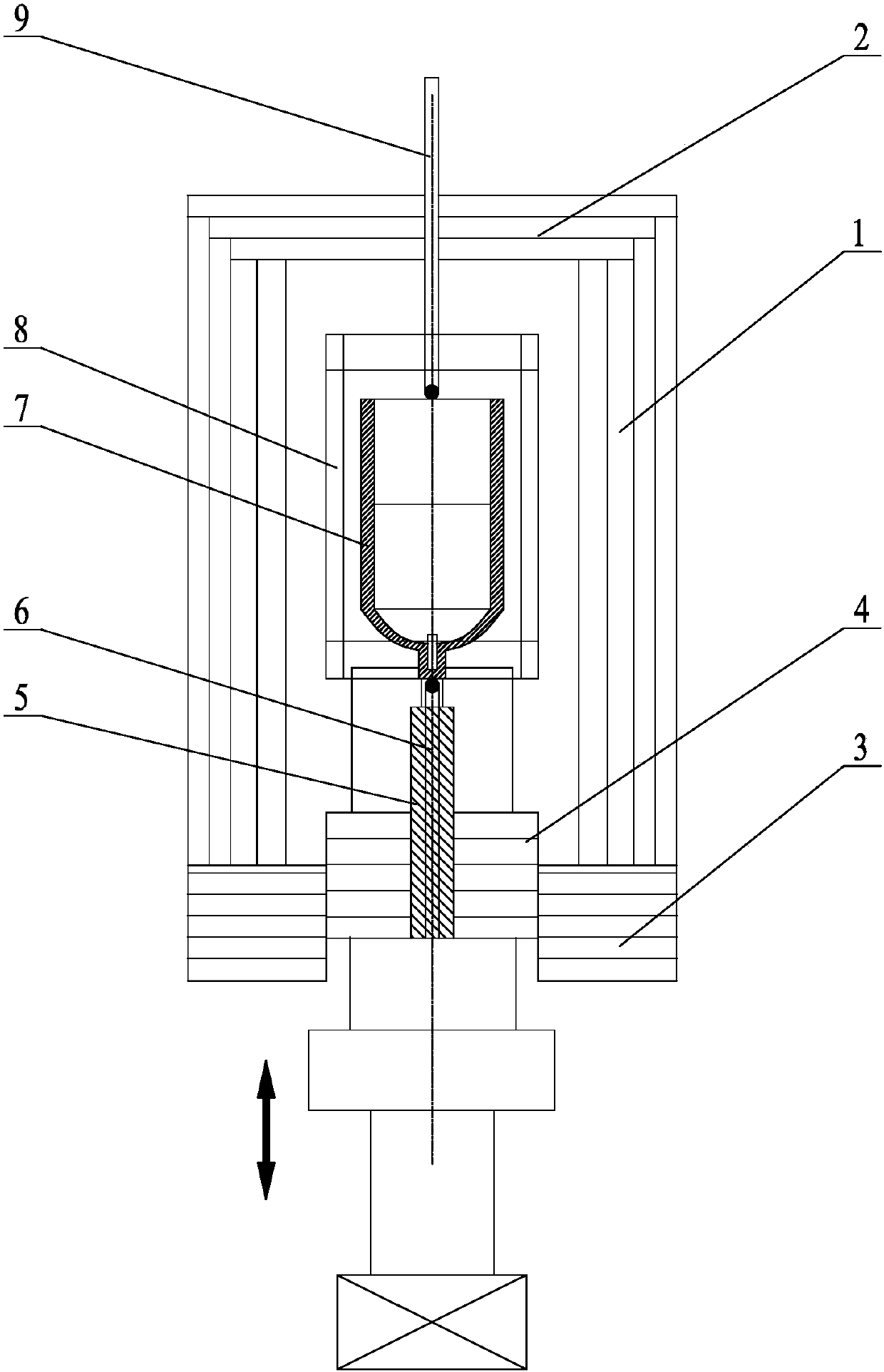 Device and method for growing large-size single crystal by dynamic temperature gradient method