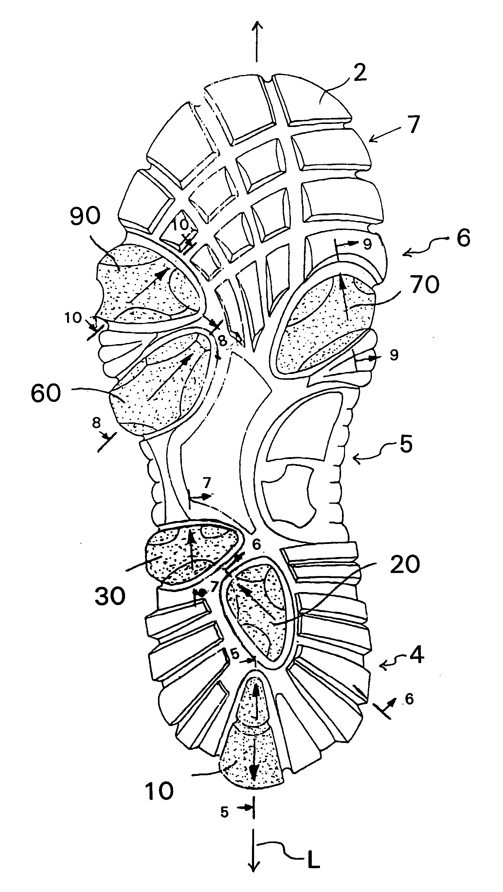 Shoe sole with foot guidance