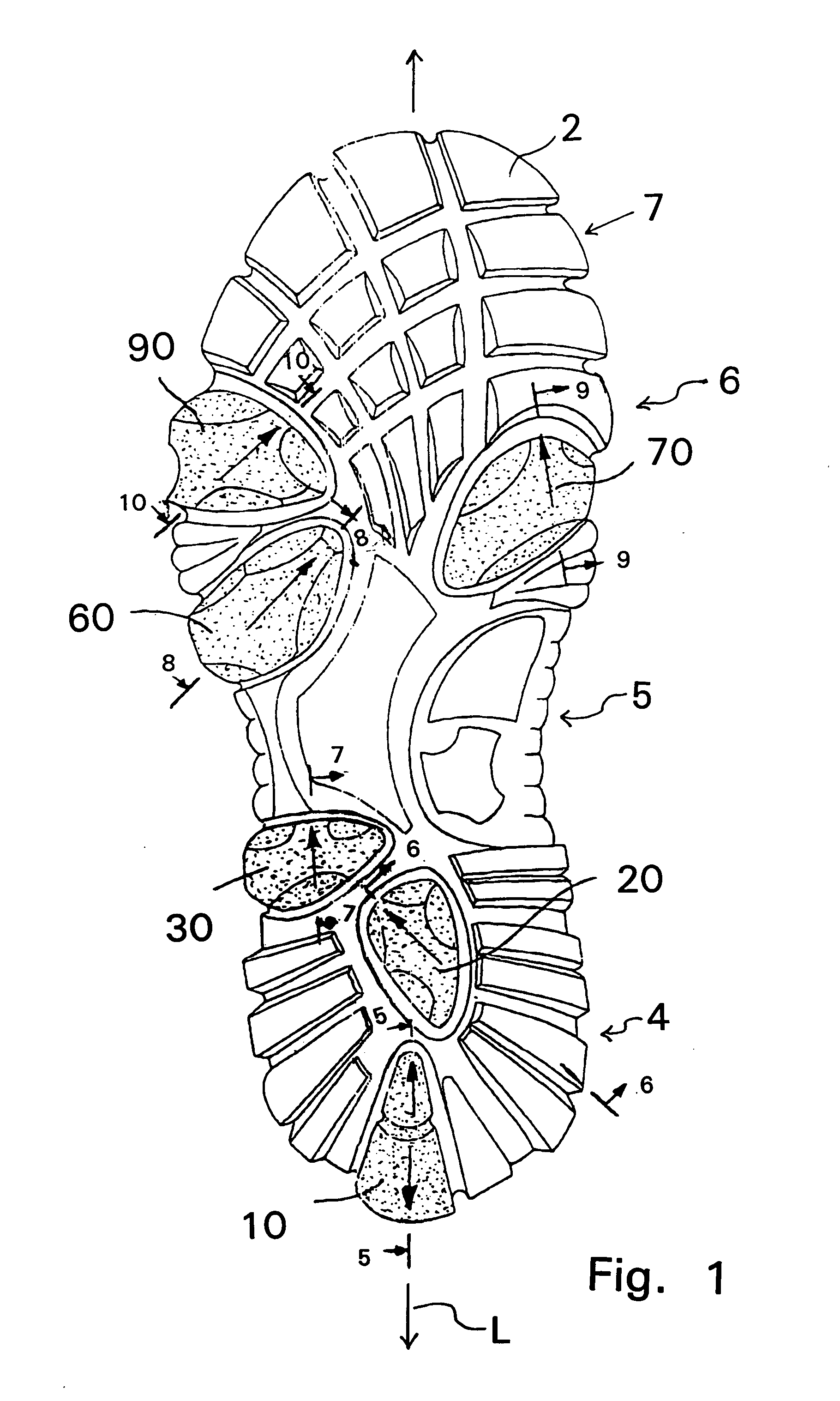 Shoe sole with foot guidance